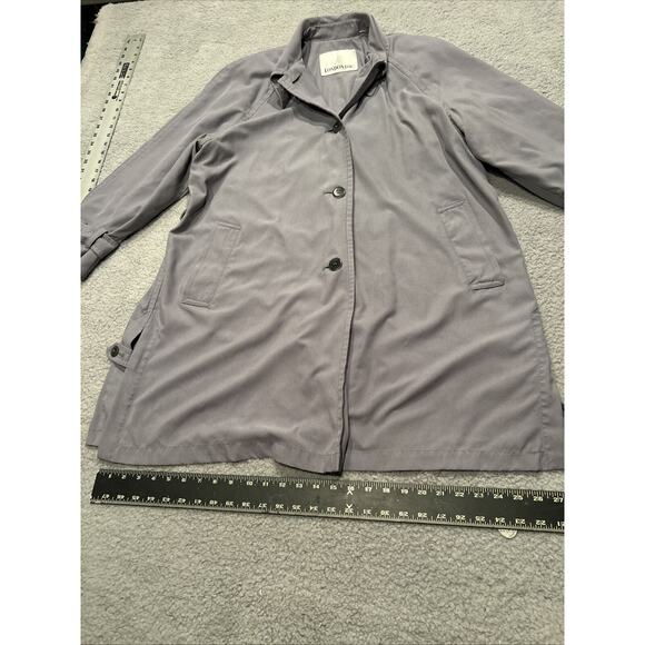 London Fog Size 8 Mid Length Grey Trench Coat W/Buttons. Lightweight Stylish! - Picture 4 of 7